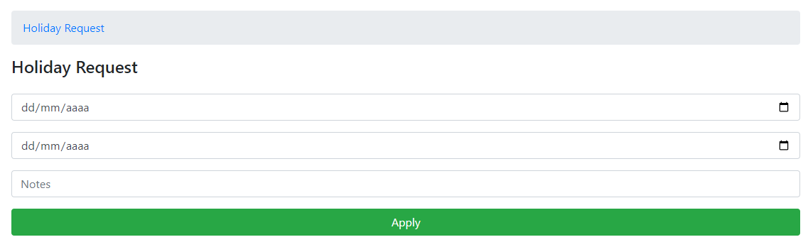 Intranet Holiday Request