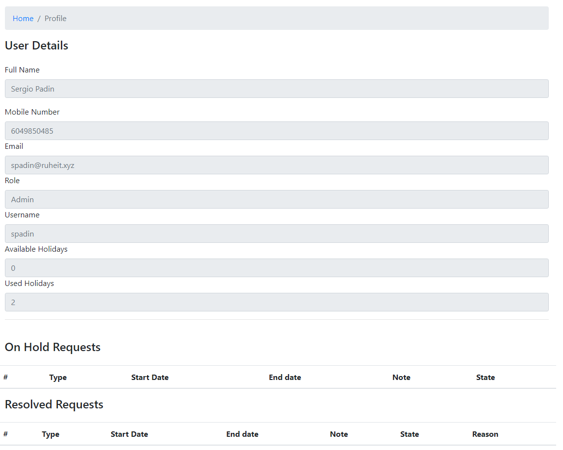 Intranet Profile Detail