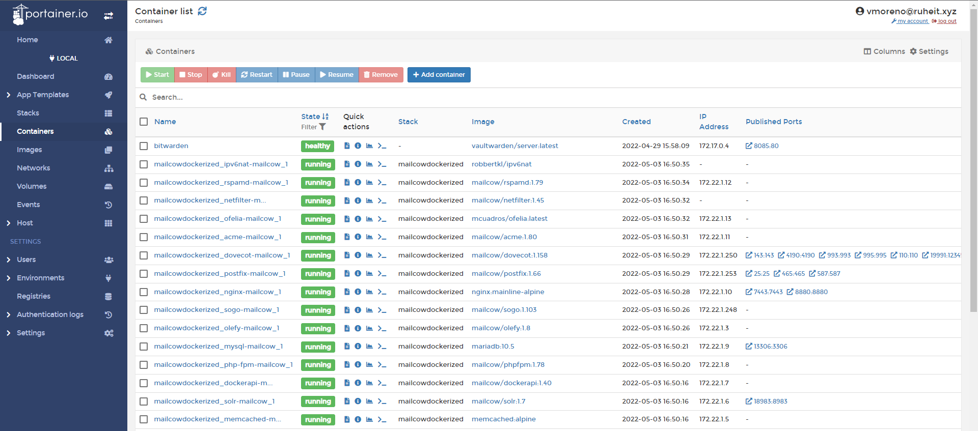 Portainer Containers